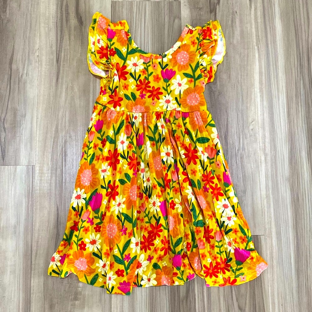 ☀️ Little Sleepies Sunny Garden 4T short sleeve twirl dress